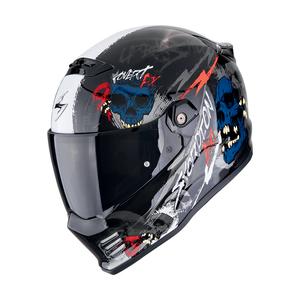 Casque moto intégral Scorpion COVERT FX SKULLZ noir-gris-rouge
