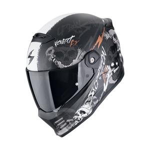 Casque moto intégral Scorpion COVERT FX SKULLZ noir mat-gris-or
