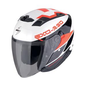 Casque moto ouvert SCORPION EXO-230 BAND blanc-noir-rouge