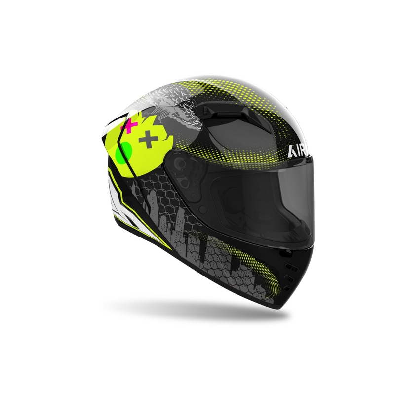 Casque moto intégral Airoh CONNOR Gamer noir-gris-jaune fluo