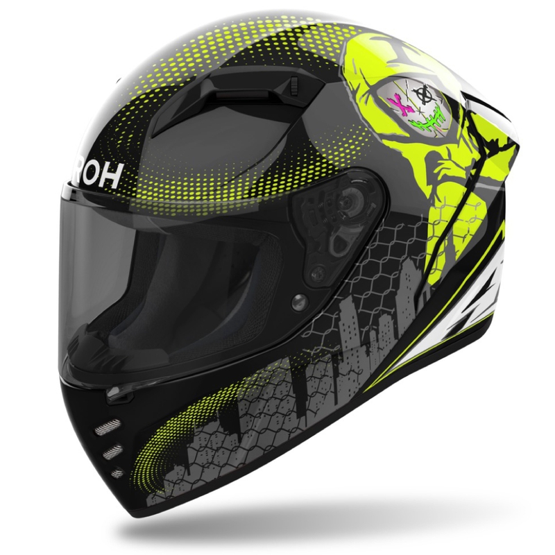 Casque moto intégral Airoh CONNOR Gamer noir-gris-jaune fluo