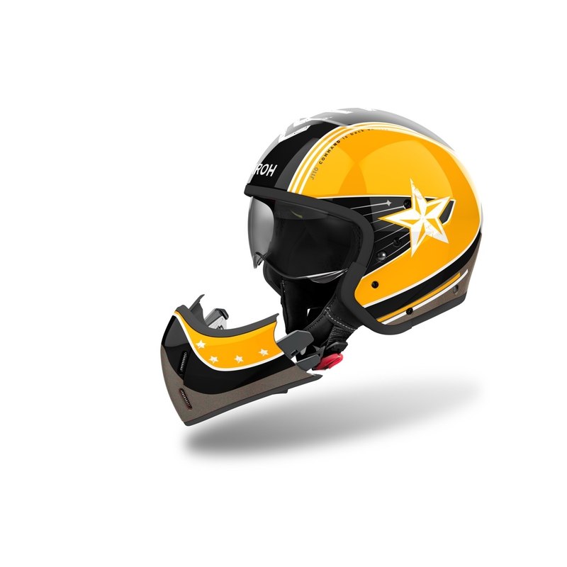 Casque moto modulable Airoh J110 Command jaune brillant