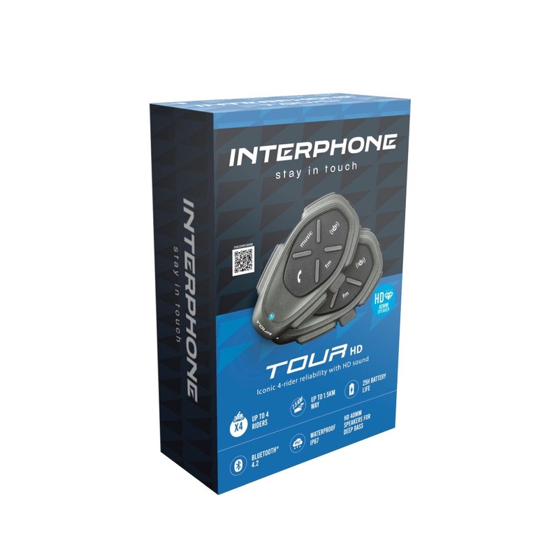 Interphone Bluetooth CellularLine TOUR HD (pack de 2 pièces)