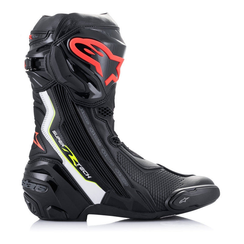 Bottes de moto Alpinestars Supertech R Noir-Blanc-Rouge-Fluo-Jaune