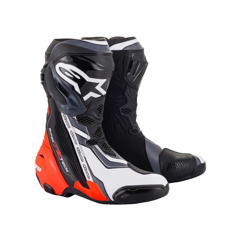 Bottes de moto Alpinestars Supertech R noir-rouge-fluo-blanc-gris