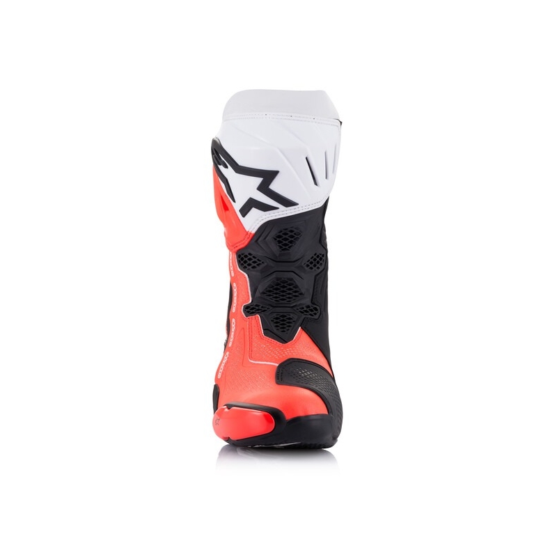 Bottes moto Alpinestars Supertech R Vented noir-blanc-rouge fluo