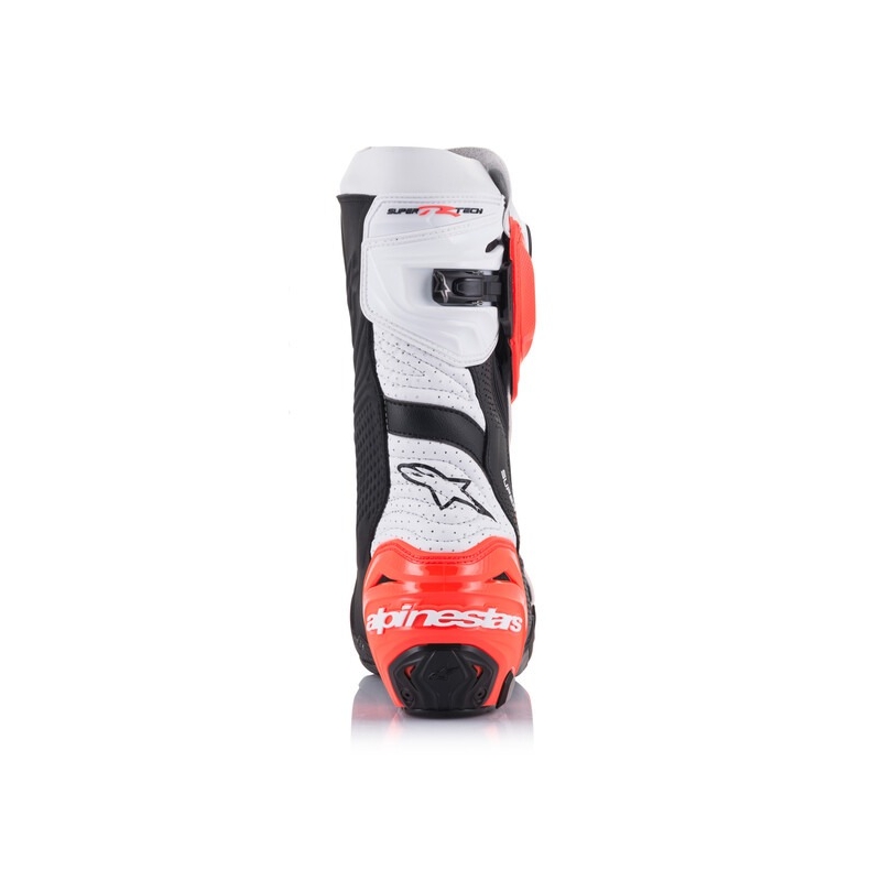 Bottes moto Alpinestars Supertech R Vented noir-blanc-rouge fluo