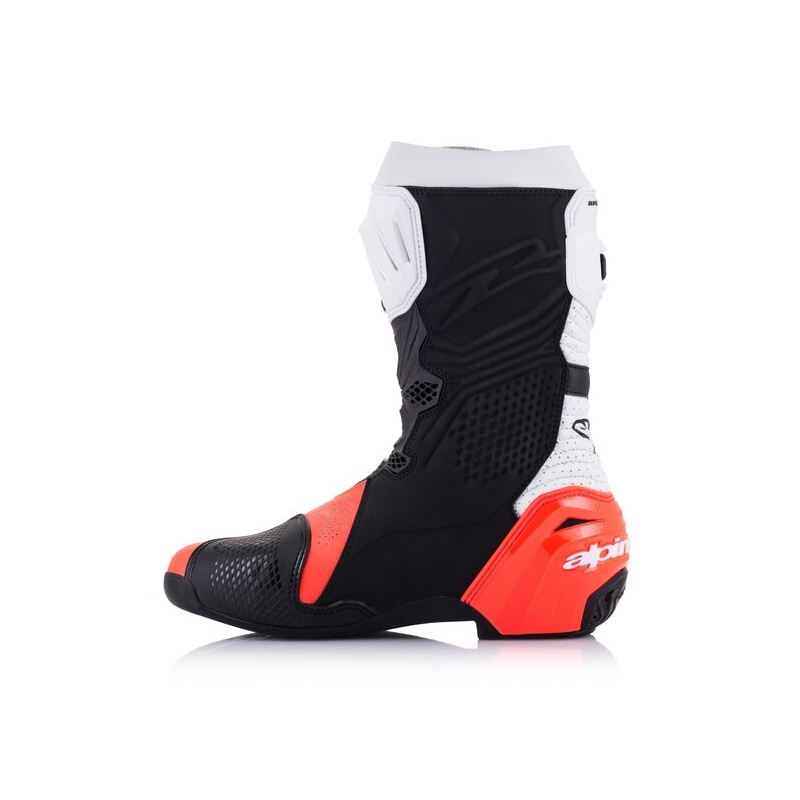 Bottes moto Alpinestars Supertech R Vented noir-blanc-rouge fluo