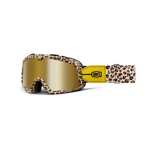 Lunettes de moto-cross 100% Barstow beige-brun avec plexi doré