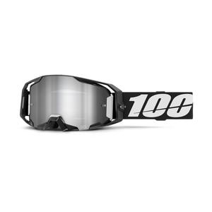 Lunettes de motocross 100% ARmatic noir avec plexi argenté miroir