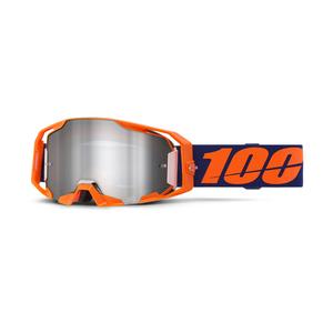 Lunettes de motocross 100% ARmatic Neon Orange avec plexiglas miroir argenté