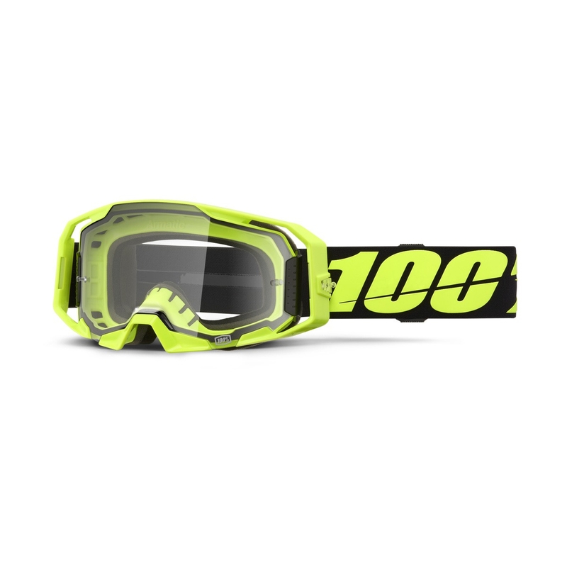 Lunettes de motocross 100% ARmatic Jaune Fluo avec plexiglas transparent