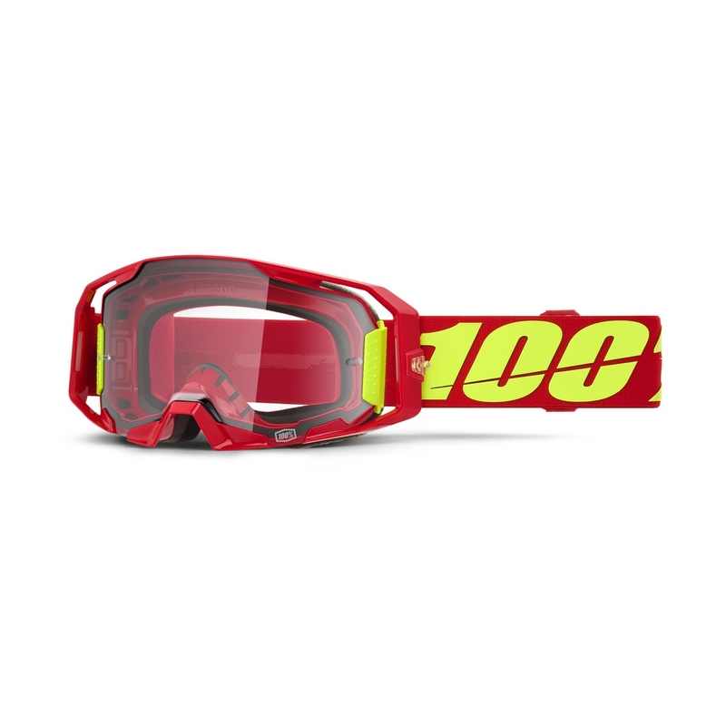 Lunettes motocross 100% ARmatic rouge avec plexiglas transparent