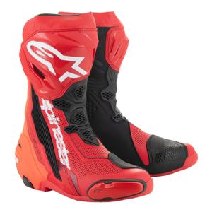 Bottes moto Alpinestars Supertech R Vented rouge fluo-rouge
