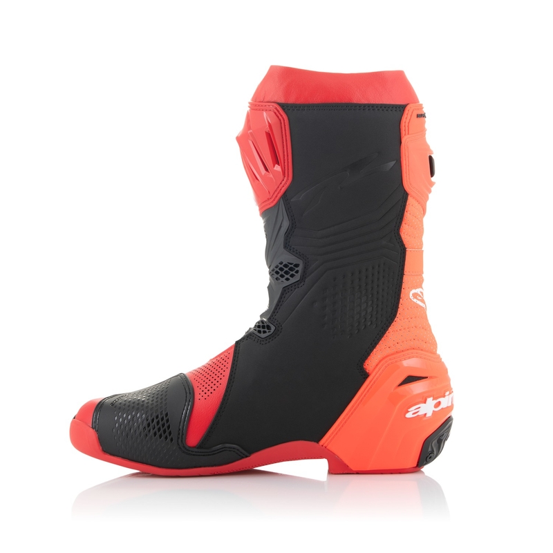 Bottes moto Alpinestars Supertech R Vented rouge fluo-rouge