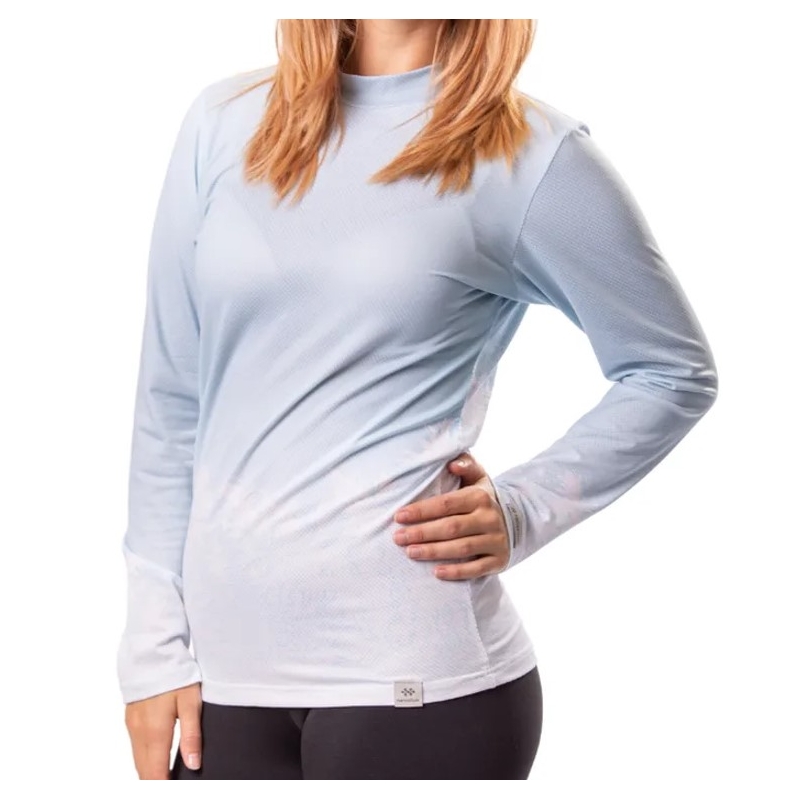 T-shirt thermique femme nanosilver® Frozen bleu-blanc