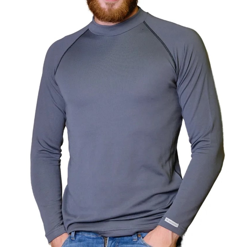 T-shirt thermique homme nanosilver® Merino Stone gris-noir soldes
