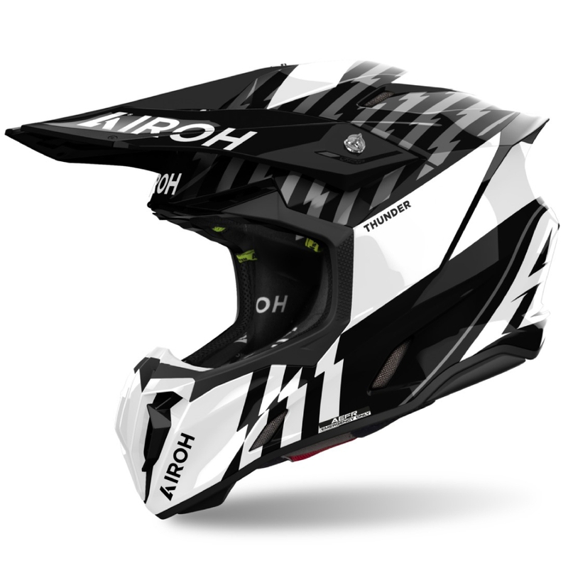 Casque cross Airoh Twist 3 Thunder brillant noir-blanc