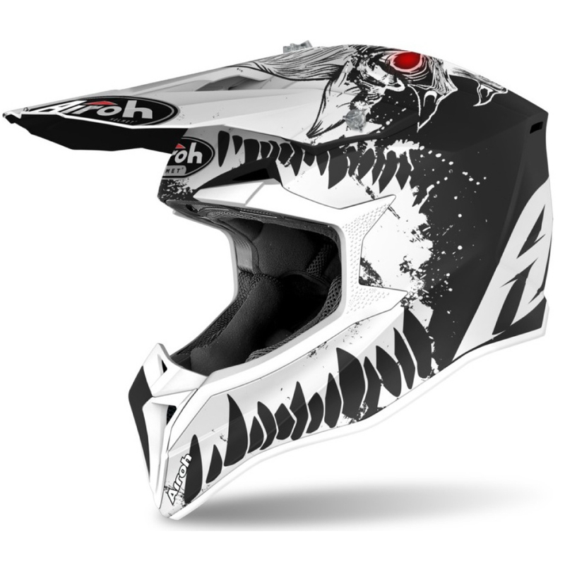 Casque motocross enfant Airoh Wraap Youth Beast noir et blanc