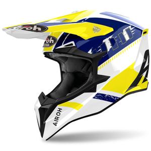 Casque cross Airoh Wraaap Feel 2024 brillant jaune-bleu