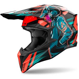 Casque Motocross Airoh Wraaap Cyber 2024 Orange Brillant