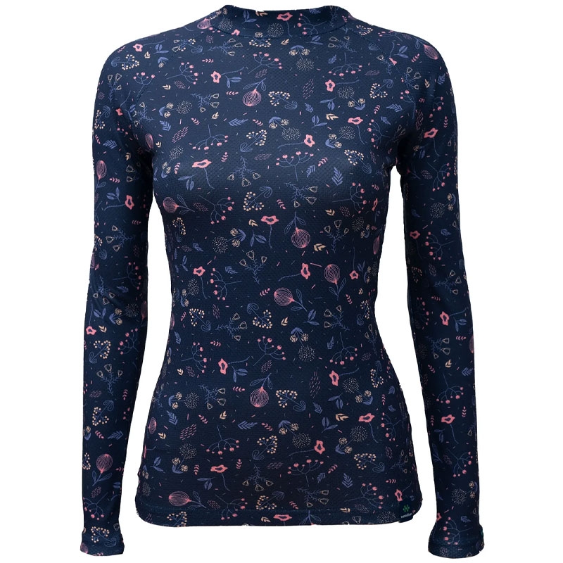 T-shirt thermique femme nanosilver® Bloom bleu foncé