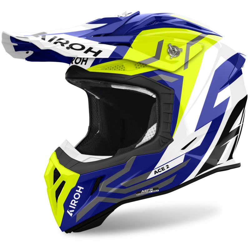 Casque de motocross Airoh Aviator Ace 2 Ground, jaune brillant