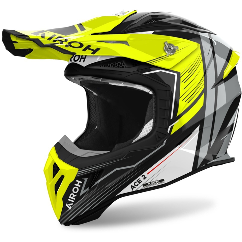 Casque de motocross Airoh Aviator Ace 2 Engine, jaune brillant