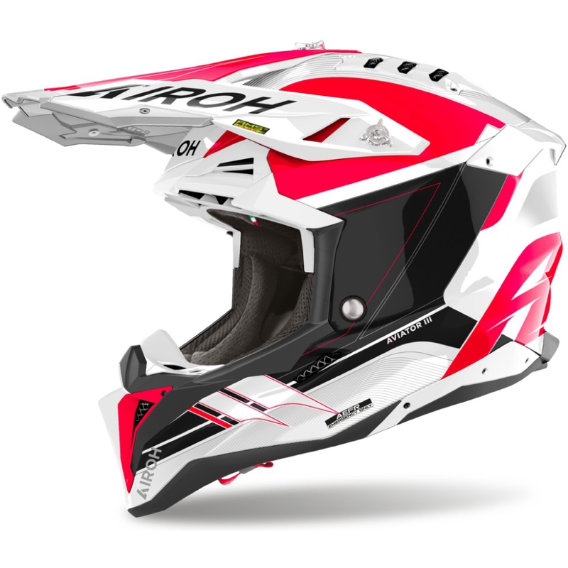 Casque de motocross Airoh Aviator 3 Sabre, rouge brillant