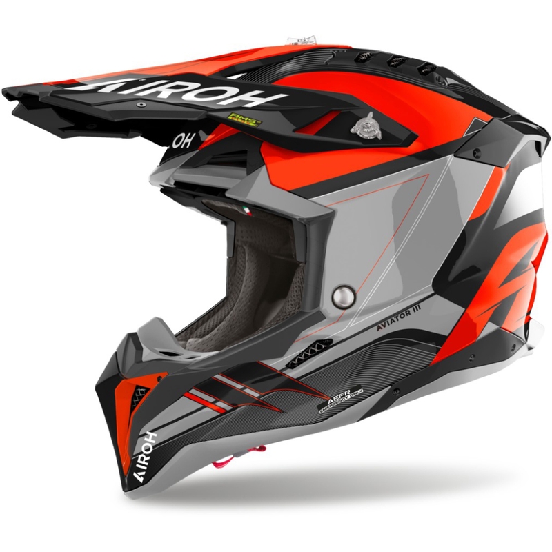 Casque motocross Airoh Aviator 3 Saber 2024 orange brillant