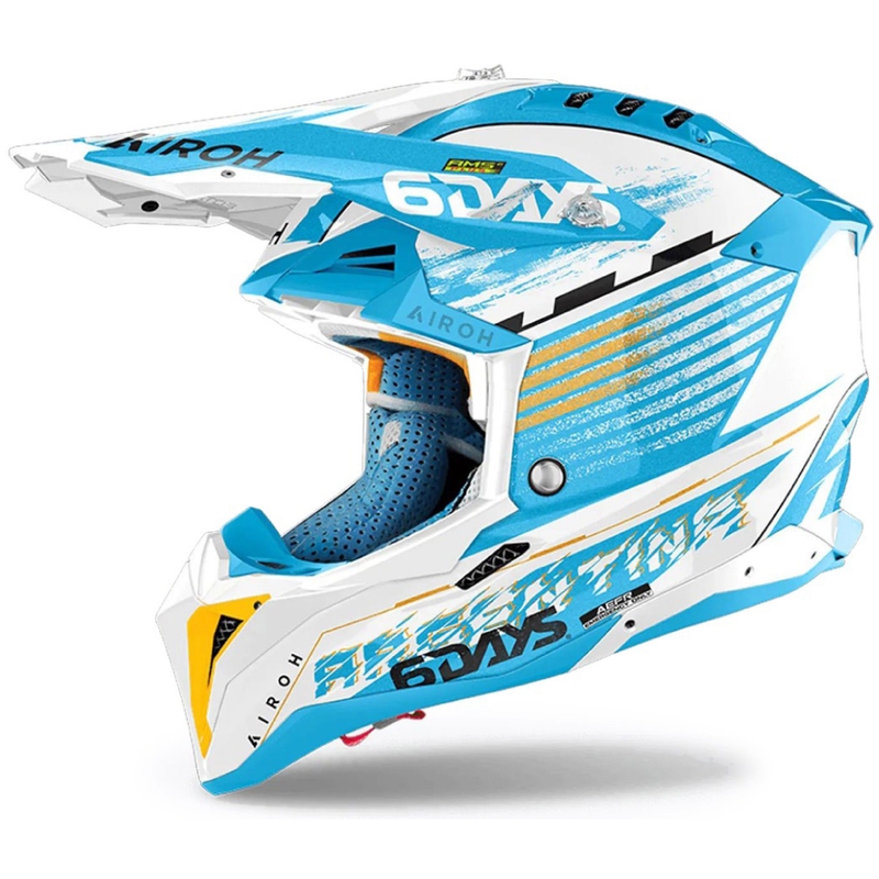 Casque de motocross Airoh Aviator 3 Six Days Argentina glossy blue