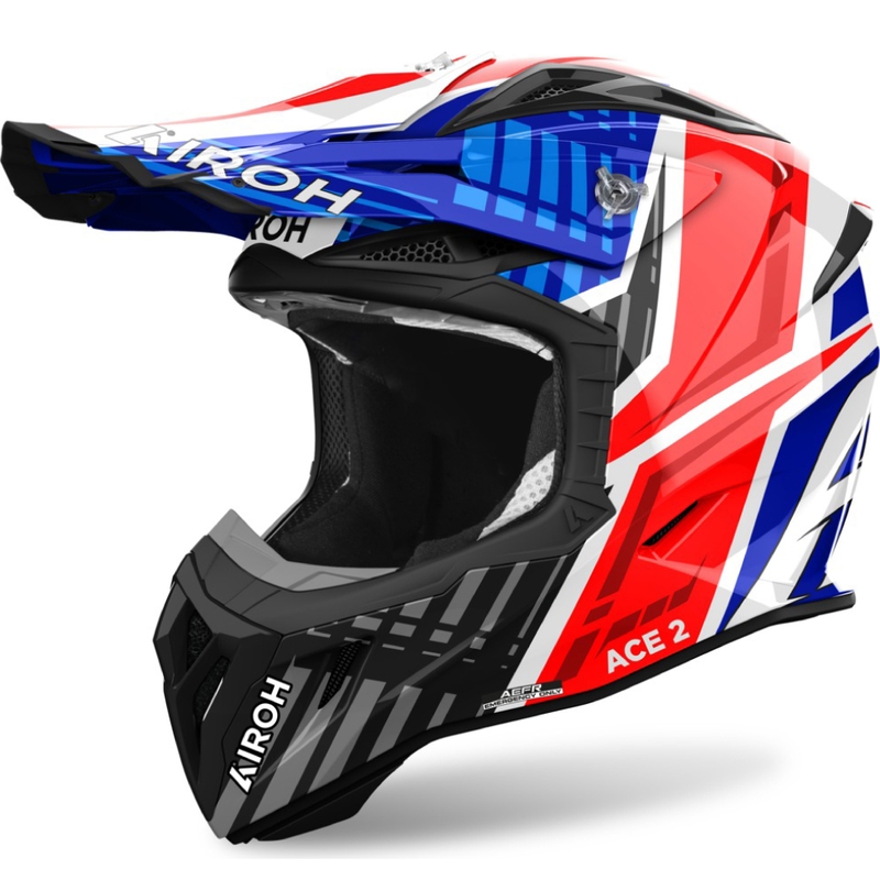 Casque de motocross Airoh Aviator Ace 2 Stream bleu-rouge brillant