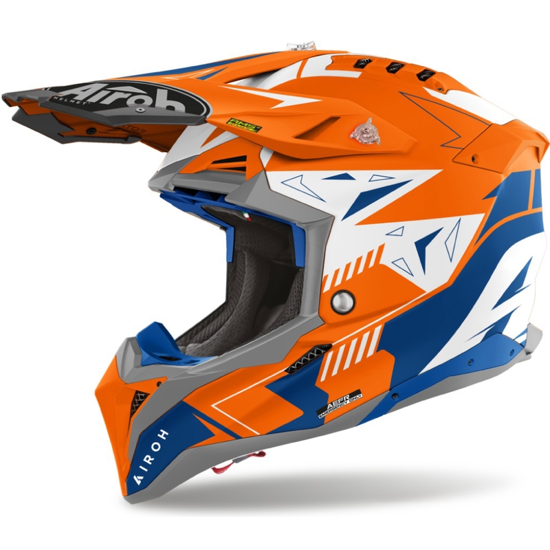 Casque de motocross Airoh Aviator 3 Spin orange fluo mat