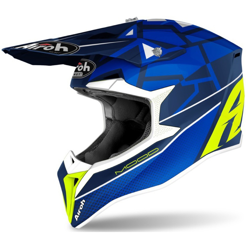 Casque motocross enfant Airoh Wraap Youth Mood bleu-blanc-jaune
