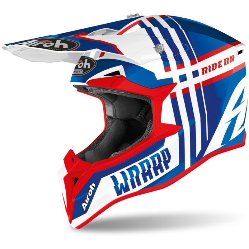 Casque motocross enfant Airoh Wraap Youth Broken bleu-blanc-rouge
