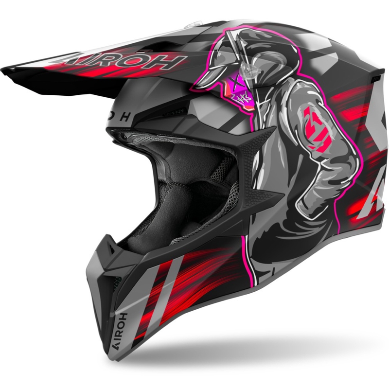 Casque de motocross Airoh Wraaap Cyber rouge mat
