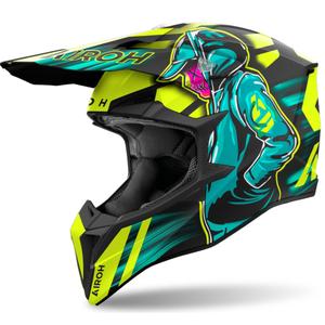 Casque Motocross Airoh Wraaap Cyber 2024 Jaune Mat