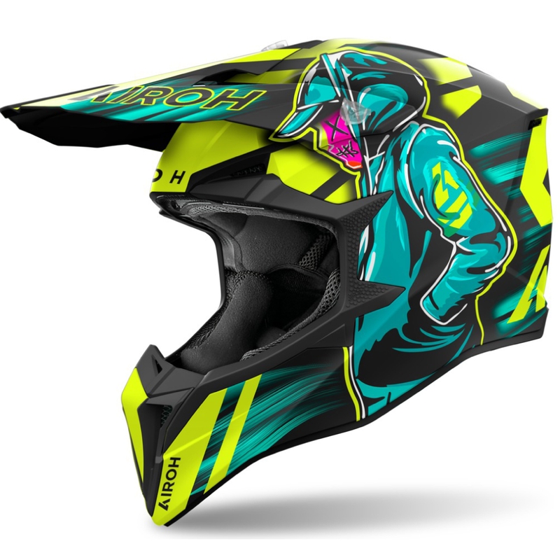 Casque de motocross Airoh Wraaap Cyber jaune mat