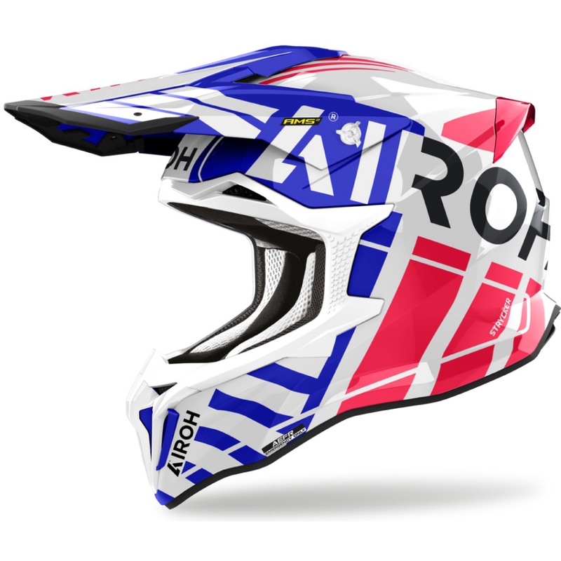 Casque motocross Airoh Strycker Brave 2024 glossy blue-red soldes