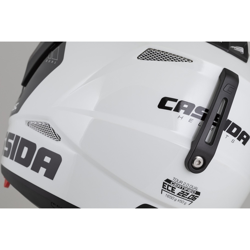 Casque Enduro Cassida Tour 2.0 X-tra blanc-bleu-rouge-noir avec visière noir mat