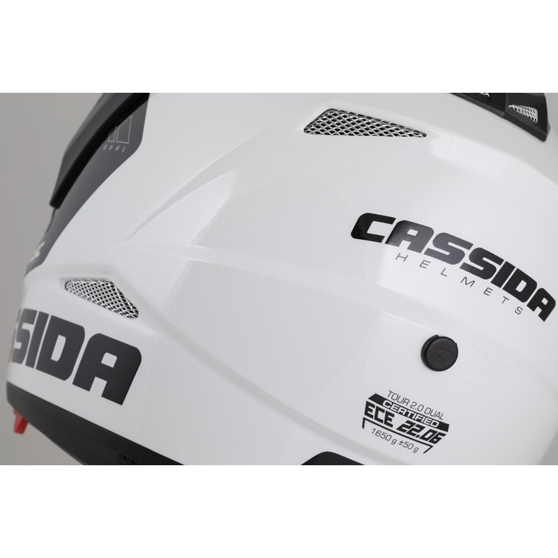 Casque Enduro Cassida Tour 2.0 X-tra blanc-bleu-rouge-noir avec visière noir mat