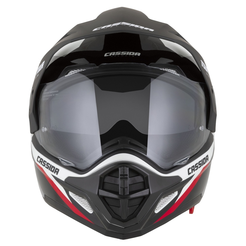 Casque Enduro Cassida Tour 2.0 X-tra blanc-rouge-noir avec visière noire mate