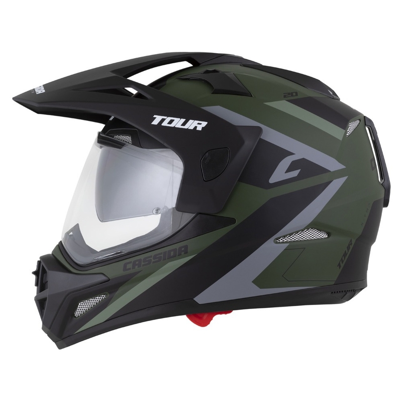Casque Enduro Cassida Tour 2.0 X-tra vert-gris-noir mat avec visière noire mate
