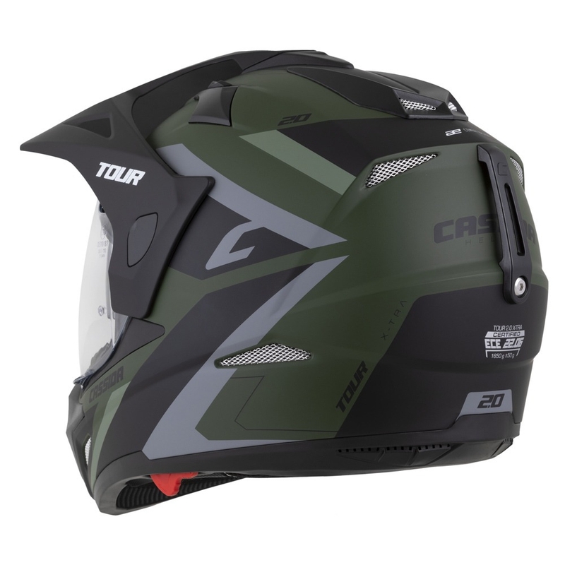 Casque Enduro Cassida Tour 2.0 X-tra vert-gris-noir mat avec visière noire mate