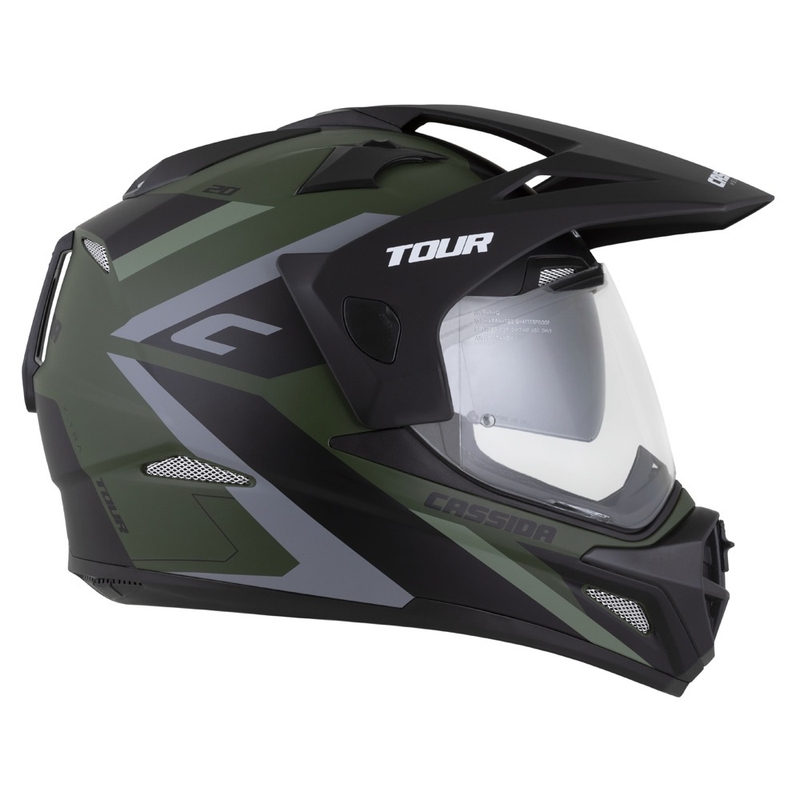 Casque Enduro Cassida Tour 2.0 X-tra vert-gris-noir mat avec visière noire mate
