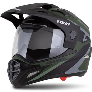 Casque Enduro Cassida Tour 2.0 X-tra vert-gris-noir mat avec visière noire mate