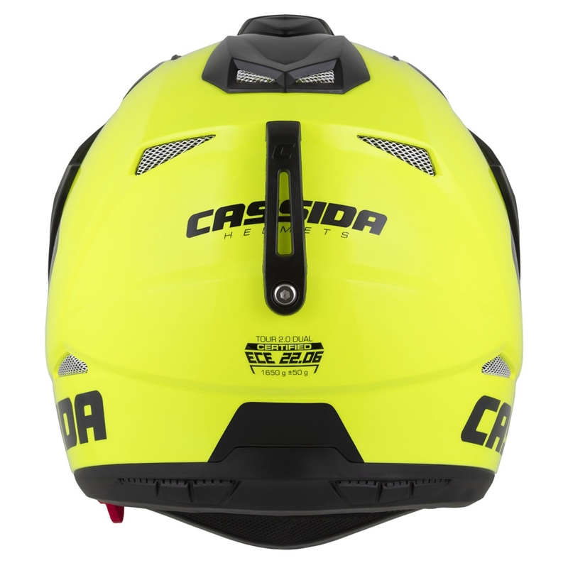 Casque Enduro Cassida Tour 2.0 Dual jaune fluo-noir-noir avec visière noire mate
