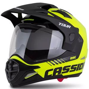Casque Enduro Cassida Tour 2.0 Dual jaune fluo-noir-noir avec visière noire mate