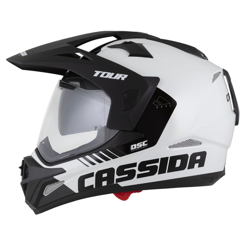 Casque Enduro Cassida Tour 2.0 Dual blanc-noir avec visière noire mate