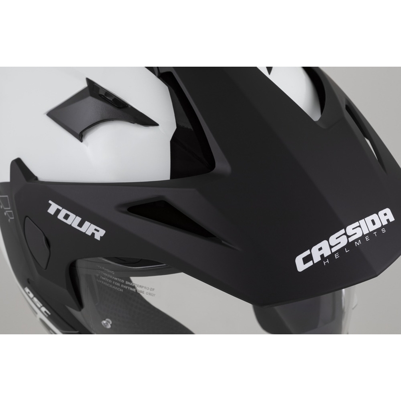 Casque Enduro Cassida Tour 2.0 Dual blanc-noir avec visière noire mate